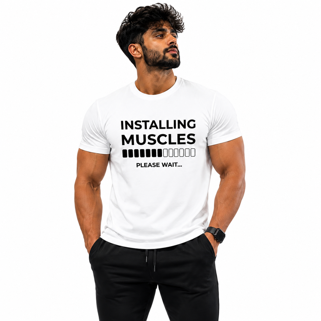 Installing Muscles – Please Wait | Gym T-Shirt