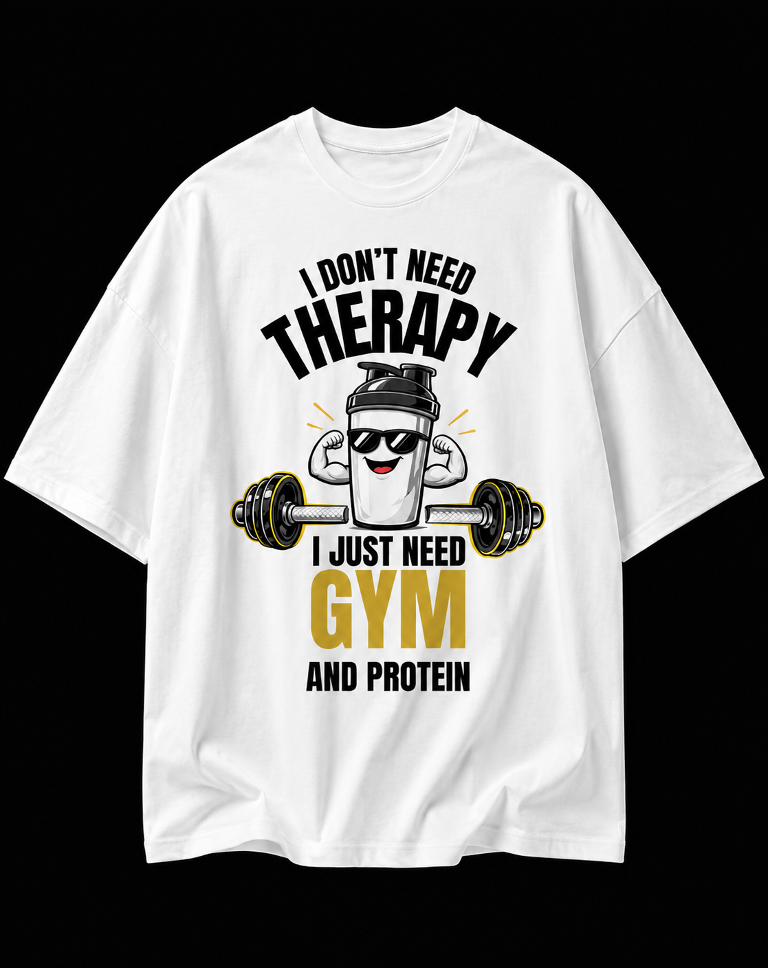 Premium 240 GSM Oversized Gym Tee – Gym & Protein Edition