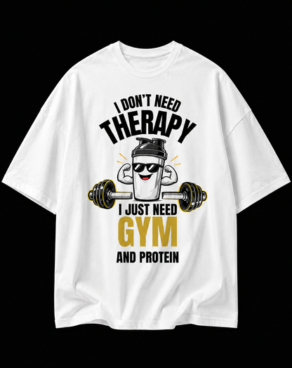 Premium 240 GSM Oversized Gym Tee – Gym & Protein Edition